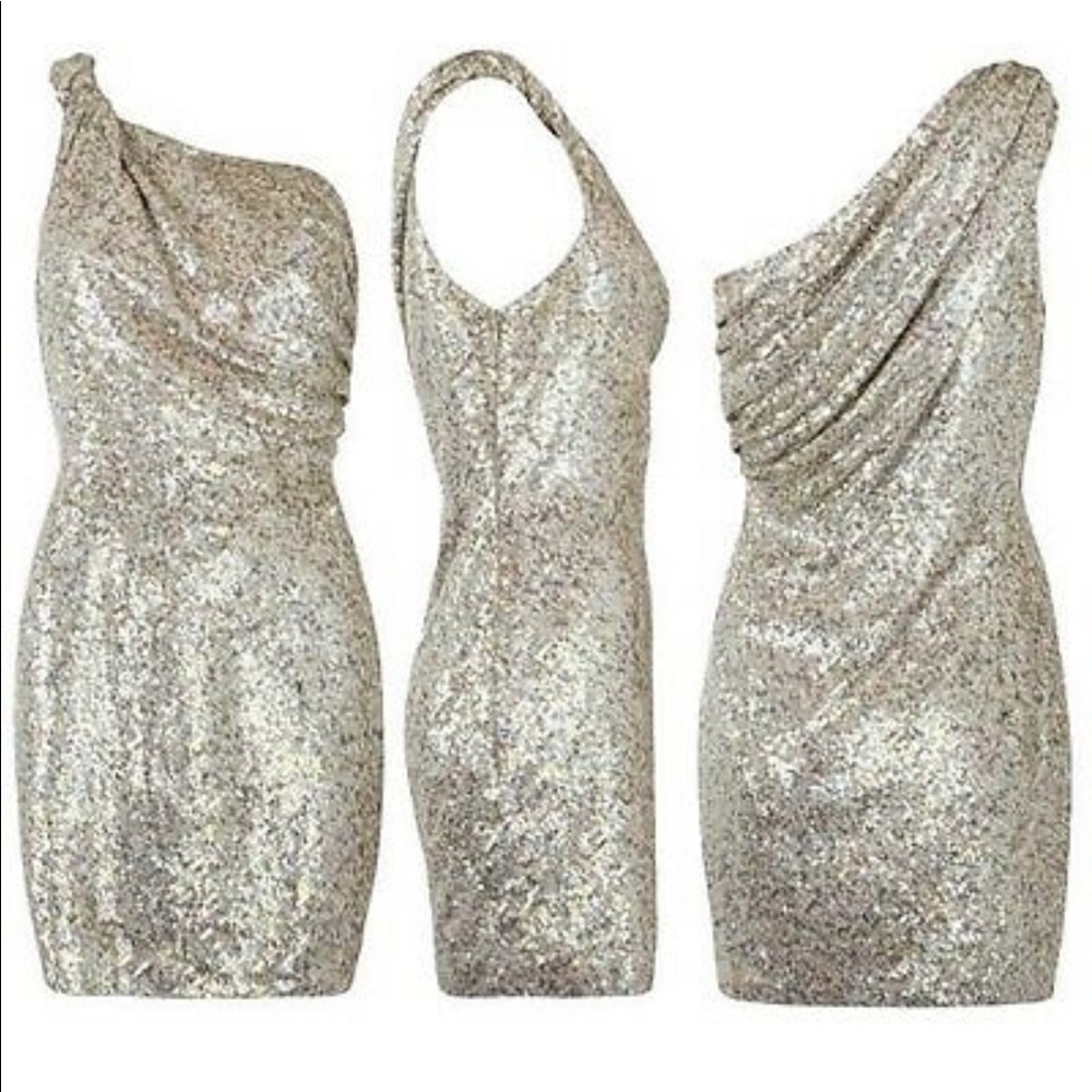 All Saints One Shoulder Sequin Dress
